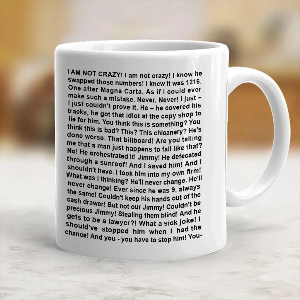 11oz Ceramic Body Printed Coffee Mug - Stylish Modern, Funny Slogan "I'm Not Crazy" Sarcastic Beverage Drinkware, Washable Desk Kitchenware, Gift Idea for Coworkers