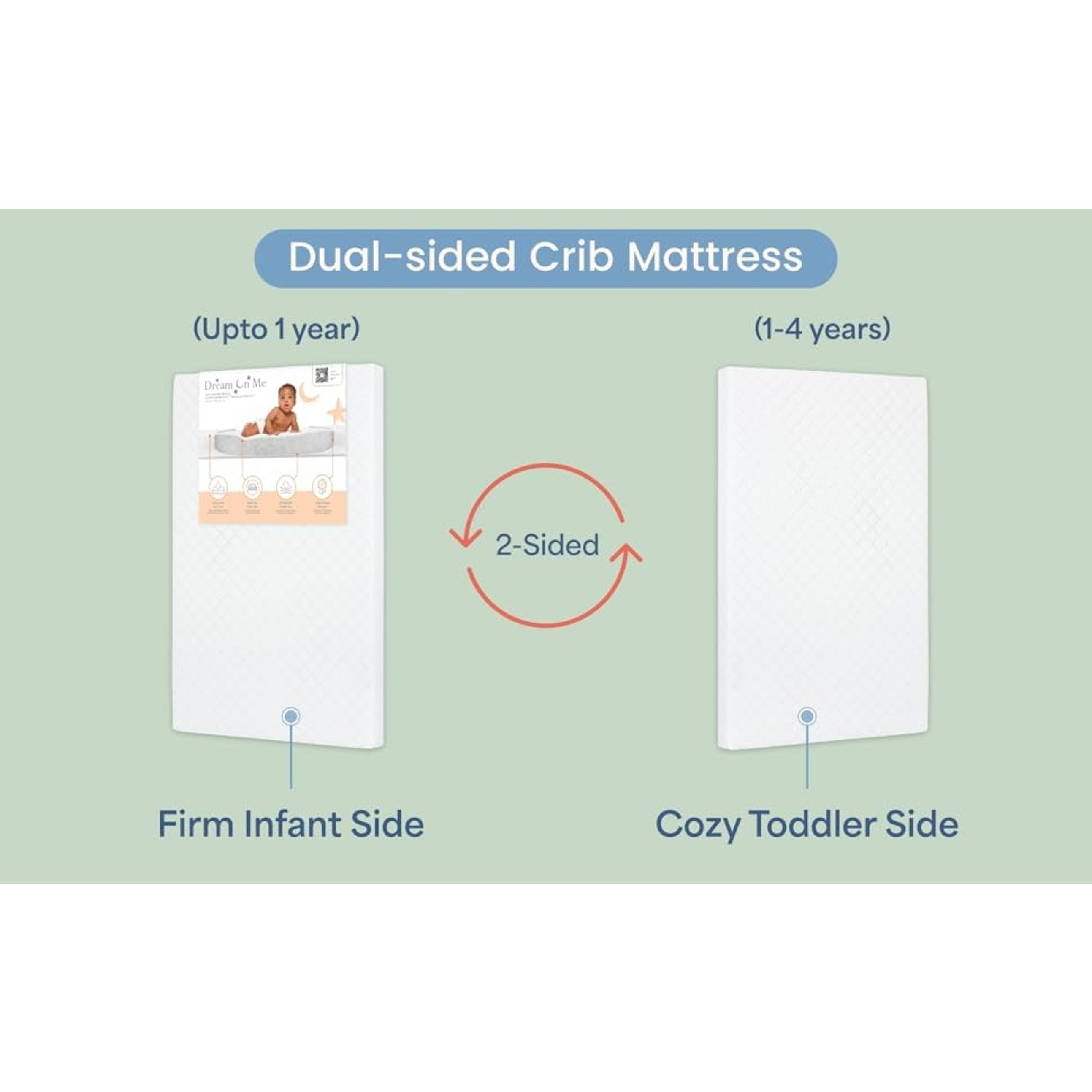 Holly 2-in-1 Mini Crib Mattress, Dual-Sided Infant & Toddler, Waterproof Cover, GREENGUARD Gold Certified, 38” x 24” x 3”, Fits Mini & Select Portable Cribs, Not for Playards Holly 2-in-1 Mini Crib Mattress, Dual-Sided Infant & Toddler, Waterproof Cover, GREENGUARD Gold Certified, 38” x 24” x 3”, Fits Mini & Select Portable Cribs, Not for Playards