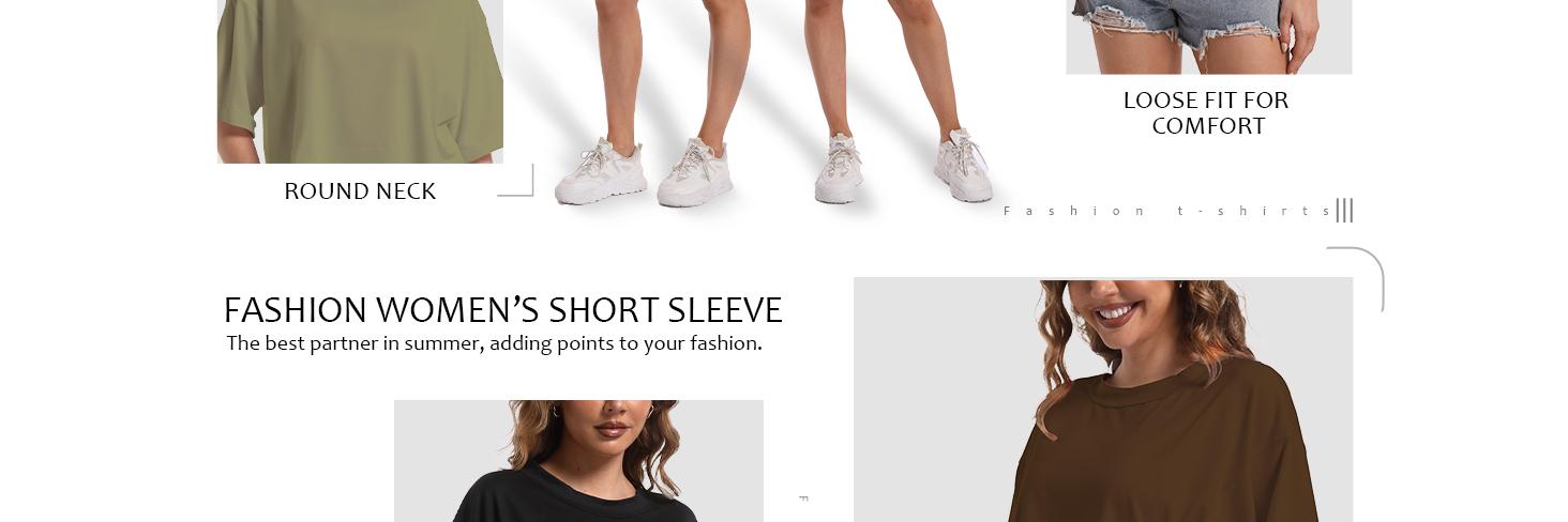 Women's Comfy Basic Workout Gym Short Sleeve Crop Tops, soft and breathable fabric for intense gym sessions, oversized boxy fit with raw-edge seaming