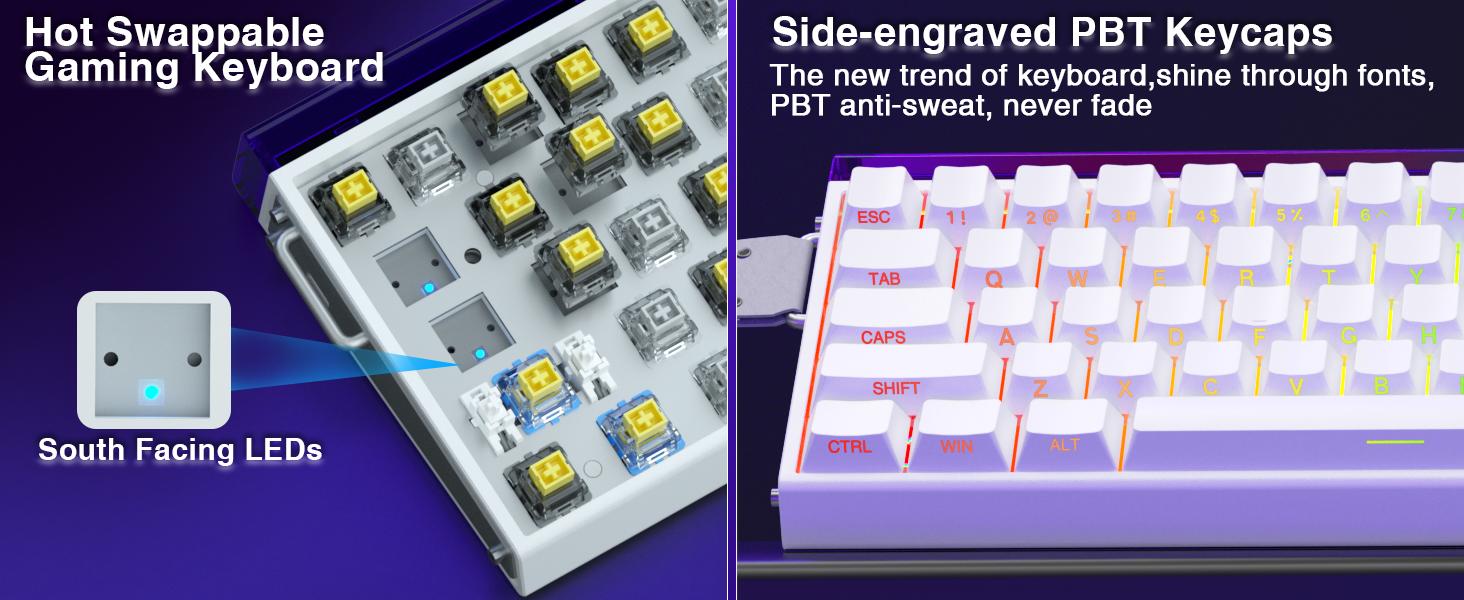 [2026]AULA Hero 68 HE 60% Gaming Keyboard Wired, Hall Effect Magnetic Switch Keyboard with 8K Hz Polling Rate, Side Printed PBT Keycaps, RGB Backlit Light Box, Customizable Web Software for PC/Mac Gamers