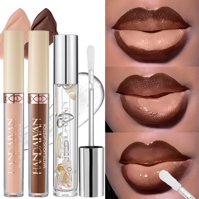 3pcs Matte Lip Gloss, Matte Liquid Lipstick and Lip Oil Set – Waterproof and Long-Lasting with Non-Stick Velvet Finish, Mixed Shades Hydrating Matte Lip Liner and Gloss Combo for Parties, Festivals, Daily Makeup and Daily Wear 3pcs Matte Lip Gloss, Matte Liquid Lipstick and Lip Oil Set – Waterproof and Long-Lasting with Non-Stick Velvet Finish, Mixed Shades Hydrating Matte Lip Liner and Gloss Combo for Parties, Festivals, Daily Makeup and Daily Wear