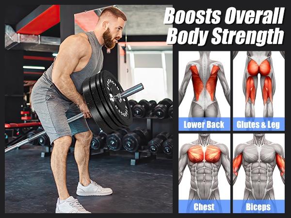 FathersDayGift High Bounce Bumper Plates Set, 2 Inch Weight Plates for Strength Training, 100-260lbs Floor-Protective Barbell Weights for Home Gym & Weight Lifting.