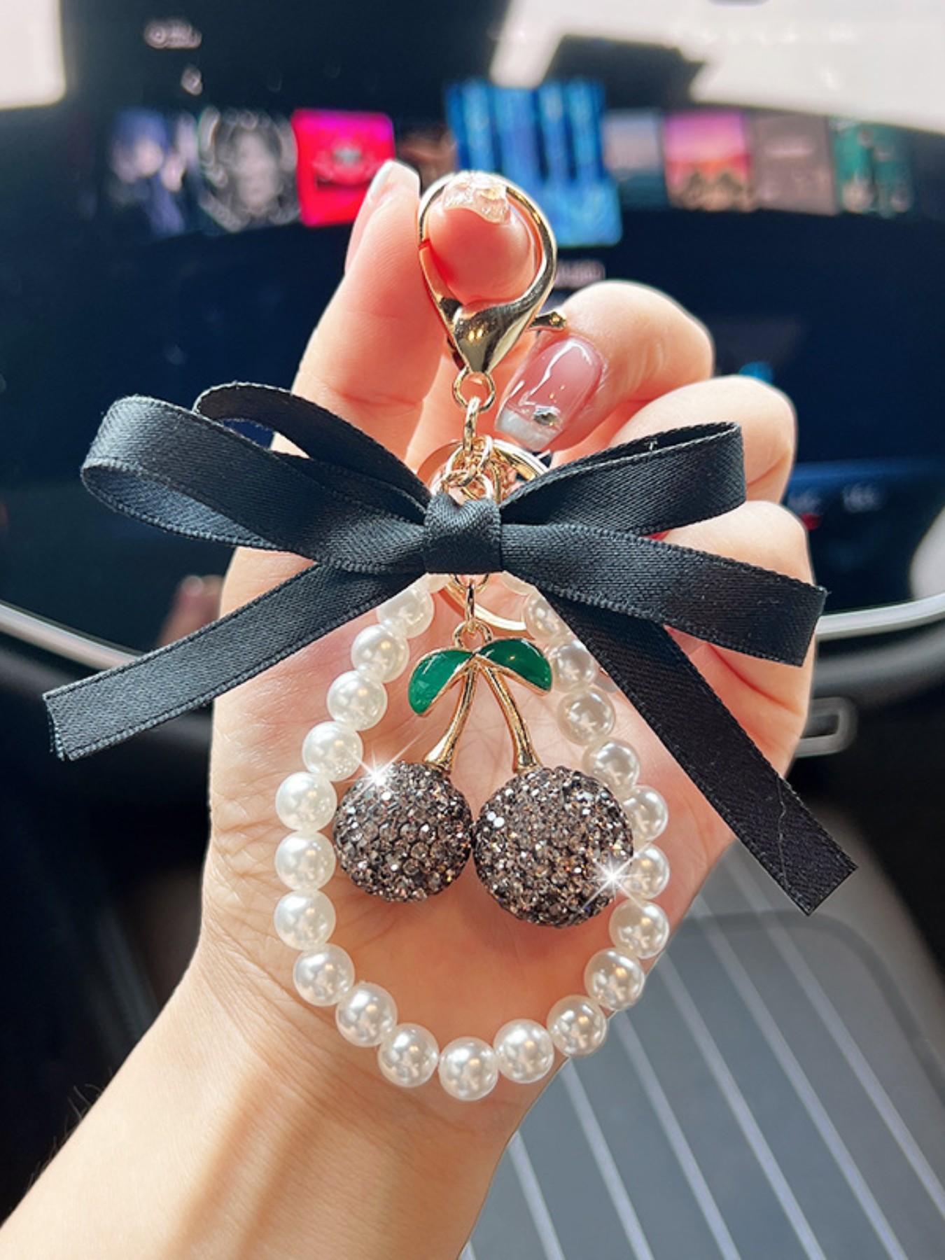 Cute Cherry Design Bag Charm, Fashionable Women's Purse Decoration, Stylish Keychain for Bags Gift Option, All Seasons Accessory