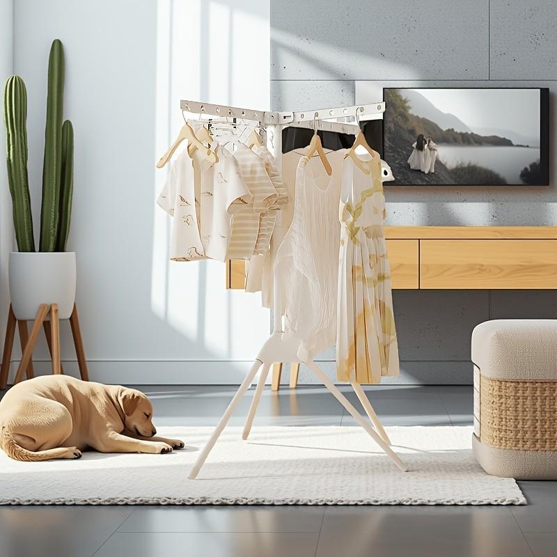 Foldable Multi-Layer Floor-Standing Clothes Rack, Multifunctional Towel Holder, Balcony Drying Rack, Simple Bedroom Storage Shelf