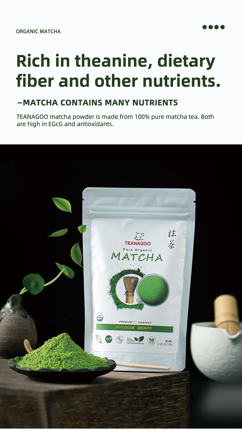TEANAGOO Ceremonial Grade Matcha Powder Premium First-Harvest USDA Organic Unsweetened No Additives for Latte Daily Beverage or Traditional Tea Ceremony Multiple  Healthy