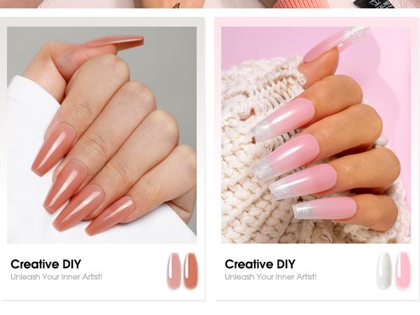 ROSALIND 14Colors Poly Nail Gel Kit with Mini 8LED UV Nail Lamp Drying Nail Art Accessories kit,Clear Pink Glitter Gel Manicure Builder Nail Strengthener Gel for Starter Cutics Extension Nail Gel Drying