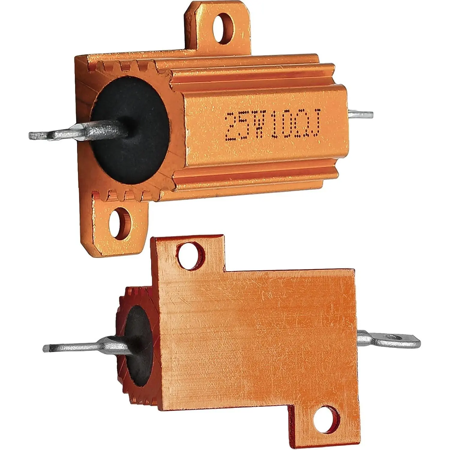 2 Pack 25W 10 Ohm Aluminum Case Wirewound Resistor, Screw Mount