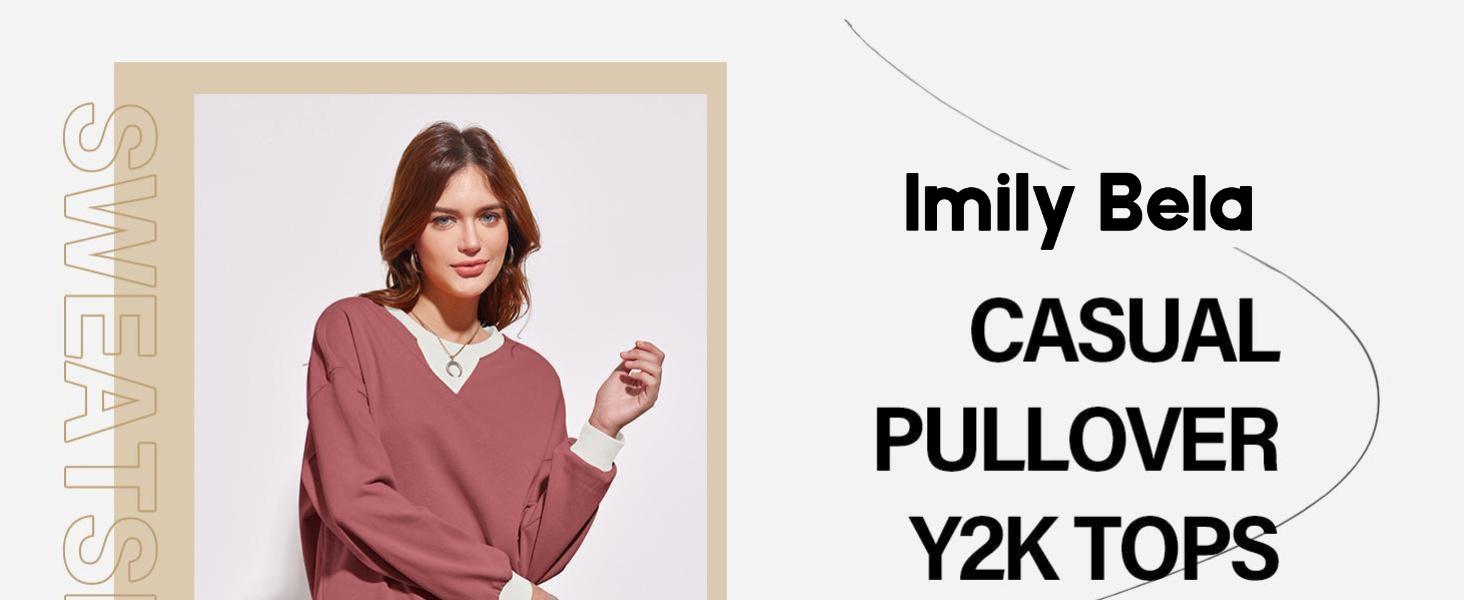 【Up To 3XL】Imily Bela Womens Striped Oversized Sweatshirt Color Block Crew Neck Long Sleeve Shirt Casual Loose Pullover Top Y2K Clothes back to school