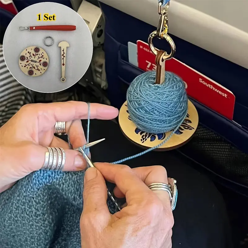 Wooden Yarn Holder, 1 Count Portable Yarn Ball Holder, Yarn Holder for Crocheting, Prevents Yarn Tangling Misalignment, Gift for Crocheting Lovers, Wooden Yarn Spinner