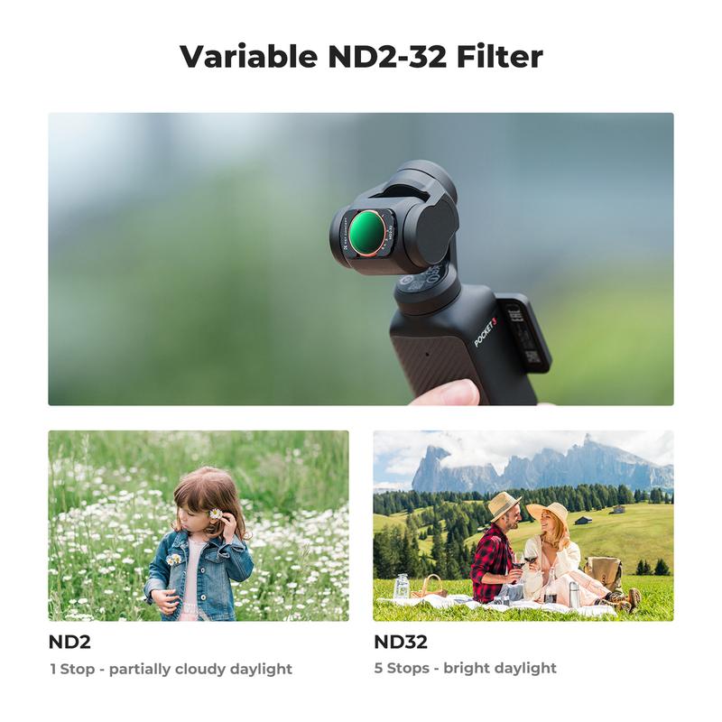 【K&F CONCEPT】Magnetic Effect & ND & CPL Filter Set Compatible with DJI Osmo Pocket 3, 3 Pack CPL Black Diffusion 1/4 ND2-32 Filters Accessories, HD Optical Glass/Multi-Coated