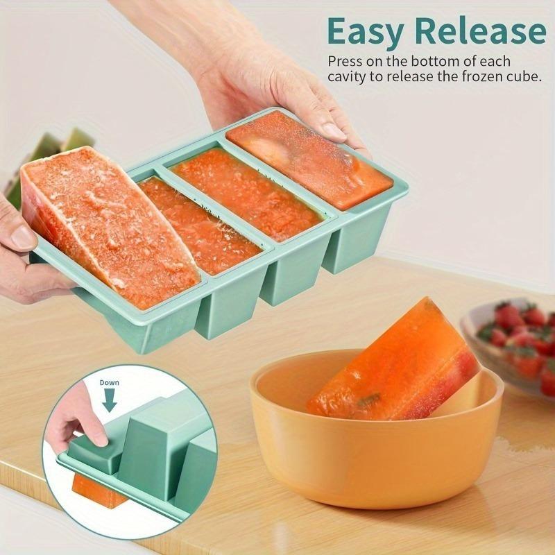 Reusable Silicone Freezer Tray with Lid, Durable Kitchen Storage for Soups, Broths, Sauces, Stackable Food Prep Container, Essential Kitchen Accessory