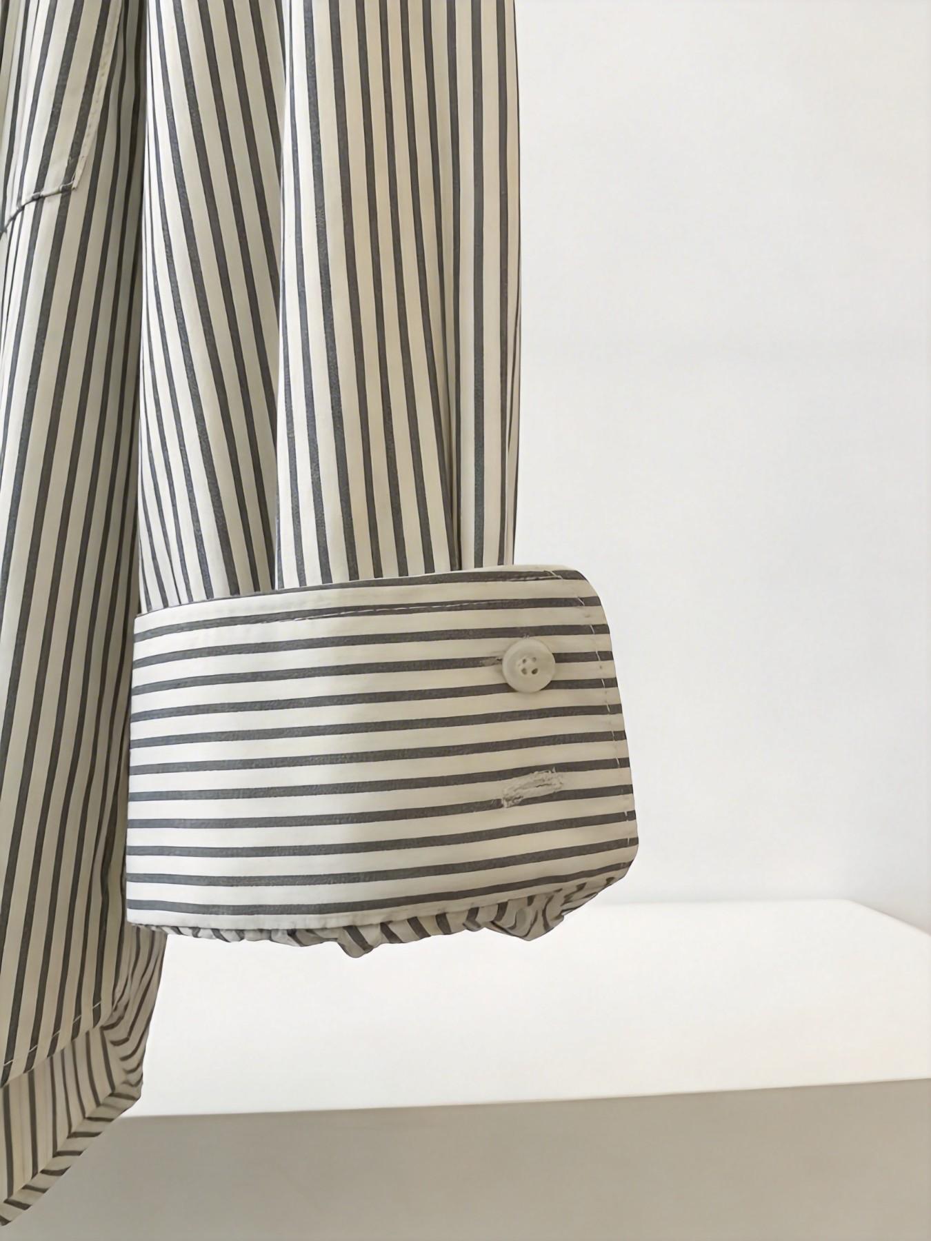 Women's Fashion Lapel Shirt with Chest Pocket, Striped Design, Stylish and Comfortable, Perfect for Daily Wear and Office