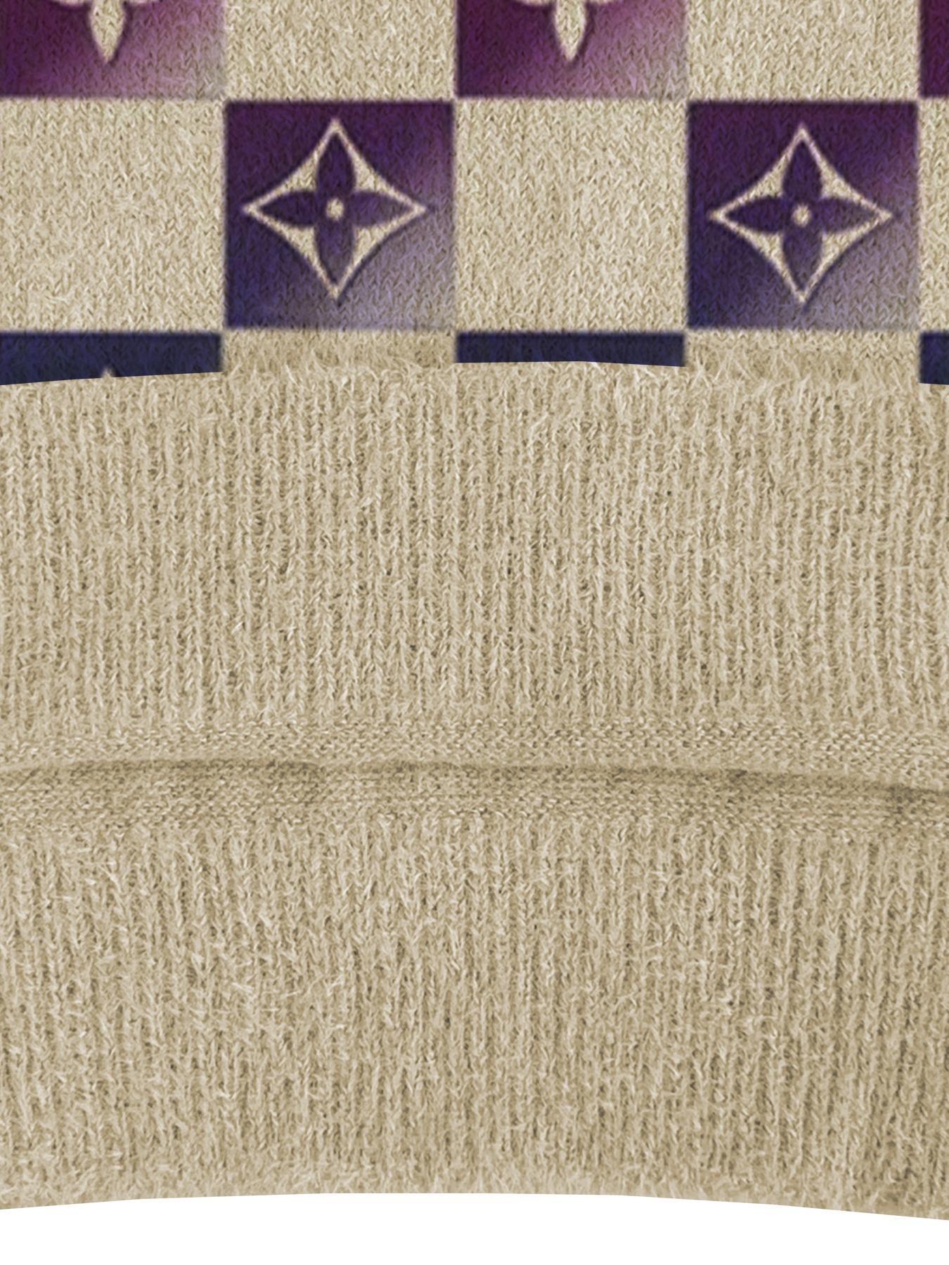 Women's Gradient Plaid Geometric Print Sweater, Fall and Winter Casual Long Sleeve Knitwear, Comfortable Warm Daily Wear