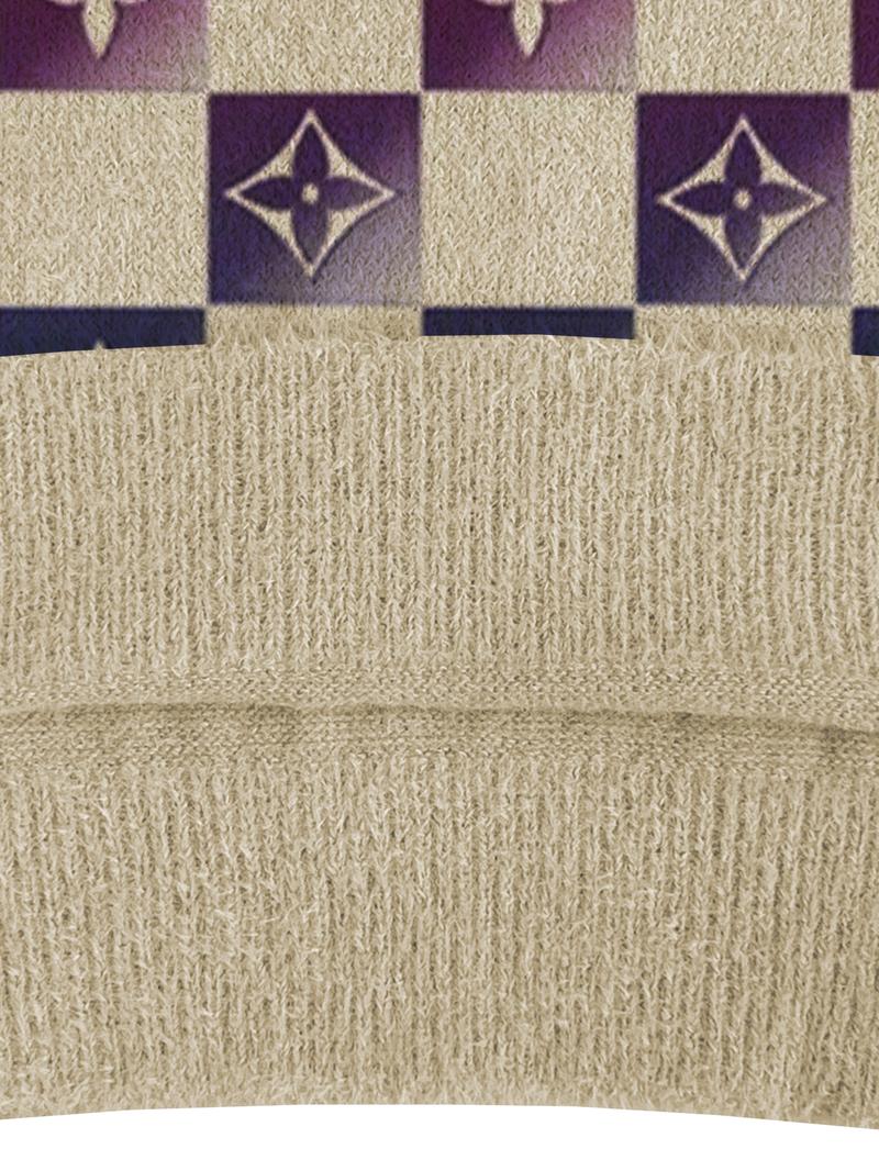 Women's Gradient Plaid Geometric Print Sweater, Fall and Winter Casual Long Sleeve Knitwear, Comfortable Warm Daily Wear