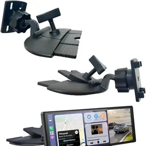 CD Slot Mount for Portable CarPlay Screen 360 Rotation GPS Monitor Car Holder with Secure 4-Button Lock