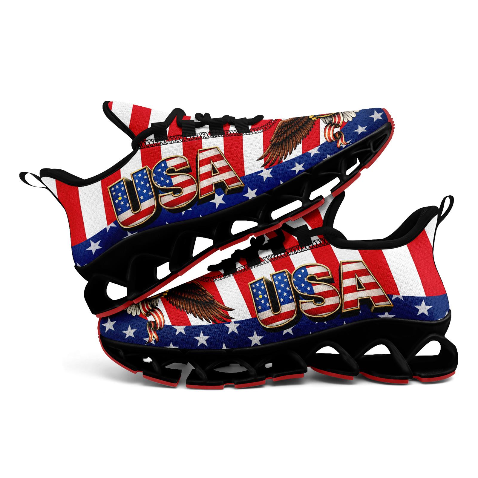 Men's Patriotic US Colors Sports Shoes, Stylish Breathable Blade Sneakers, Comfortable All-Day Wear Casual Walking Shoes