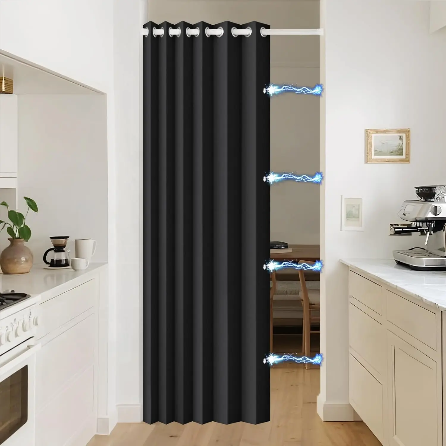 100% Blackout Folding Door, Accordion Folding Door for Doorway/Laundry/Pantry/Hallway, 1 Panel, W52 x L78, Black