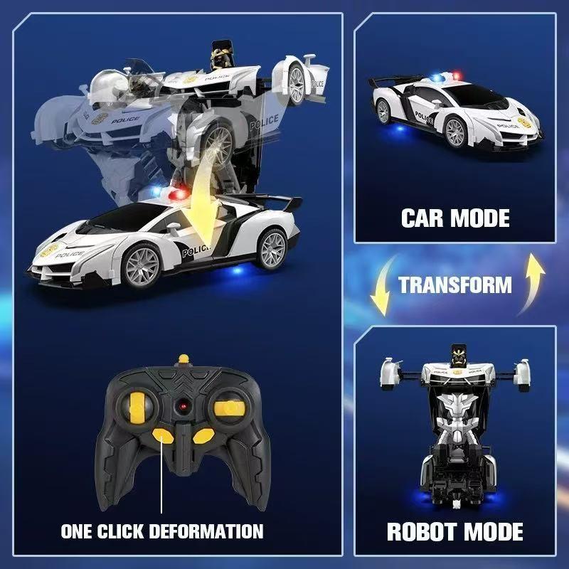 Cross-Border Remote Control Transformable Police Car Model, 1: Scale Lamborghini Veneno Design, Perfect for Collection and Gift