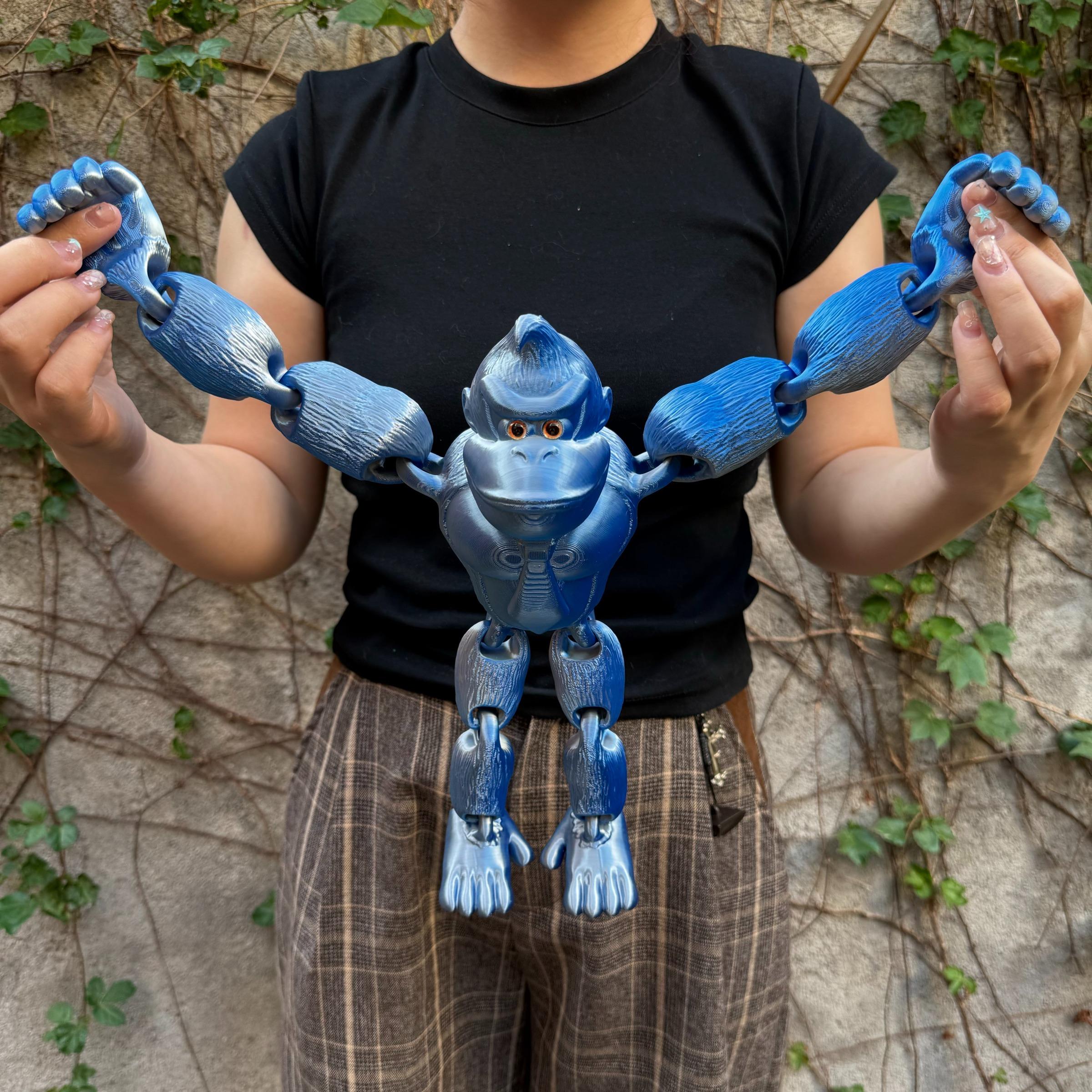 3D Printed Long Arm Gorilla Figurine, Home Decor, Realistic Eyes, Moveable Joints, Articulating Animal Figurines, Christmas Gift, Birthday Present, Animal Statue