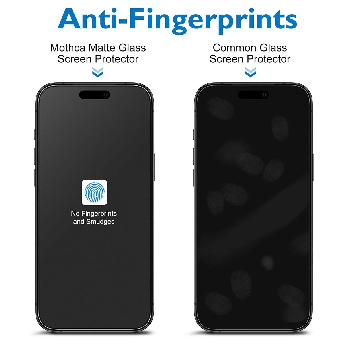 Mothca 2-Pack Matte Tempered Glass Screen Protector for iPhone Models, Anti-Glare & Fingerprint Resistant Design, Bubble-Free Installation