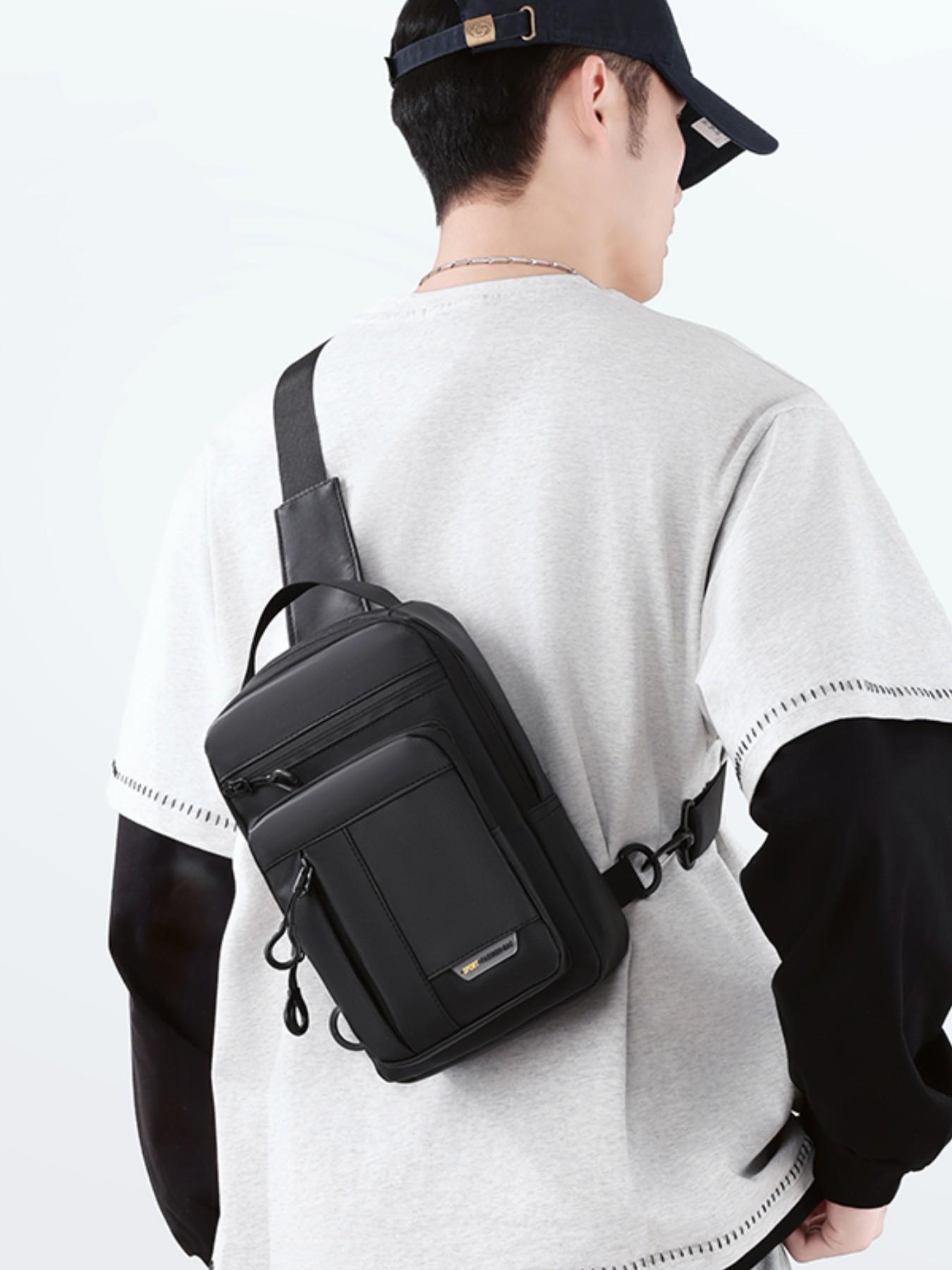 Simple Multi-Layer Durable Nylon Chest Bag, Versatile Bag, Fits Phone Charger Wallet Keys Card, Large Capacity Shoulder Crossbody, Casual Commute Outdoor, Essential Pack