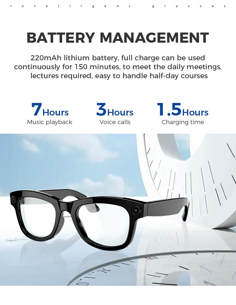 HYUNDAI M01 intelligent  camera and video glasses, built-in high-definition camera, equipped with surround sound headphones and speakers,and have smart polarized lenses that block blue light. They are suitable for daily activities such work and driving.