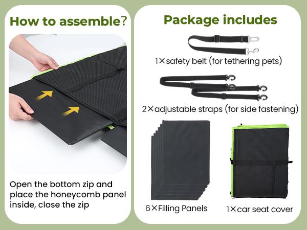 Pecute Pet Car Seat Cover Waterproof Dog Backseat Hammock with Mesh Window & Storage Pocket, 600D Non-Slip for Car/Truck, Easy to Install Washable