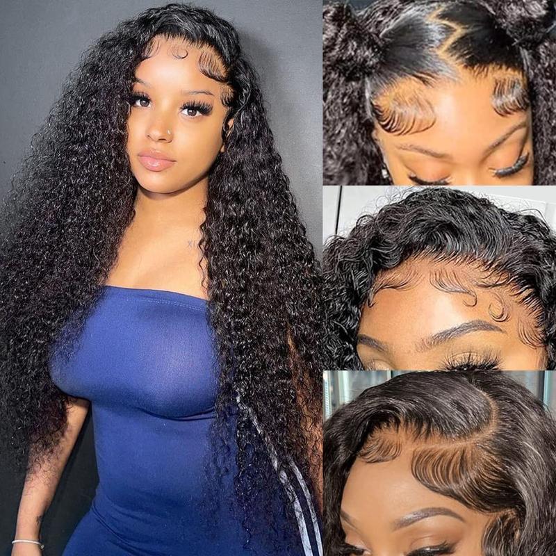 Bling Hair 32 Inch Kinky Curly Lace Front Wig Human Hair Pre Plucked with Baby Hair 13x4 Hd Lace Front Wigs for Women Natural Black
