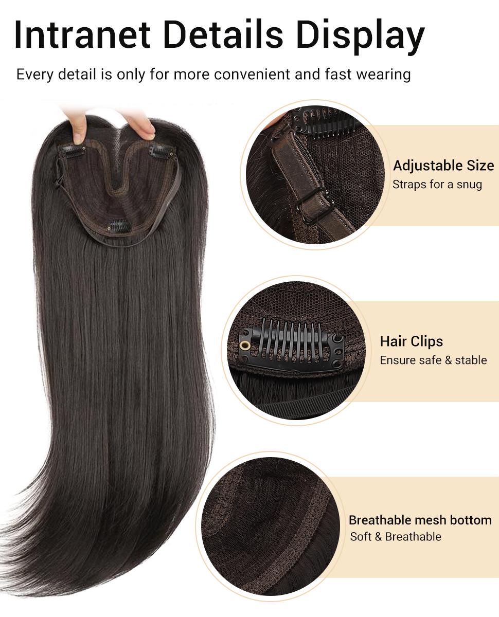 ONLYCUTE Hair Topper 22 inch Slightly Layered Synthetic Extensions No Wig Cap Required Large Piece Natural Invisible Add Volume Length for Women #summervibes