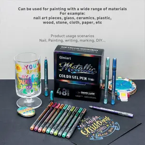 48 Color Metal Tone Gel Pen Set, Mixed Gel Pens (1.0mm), Ballpoint Pens, Signature Pens, Multicolor Pen Group for Writing & Sketching, Art Supplies
