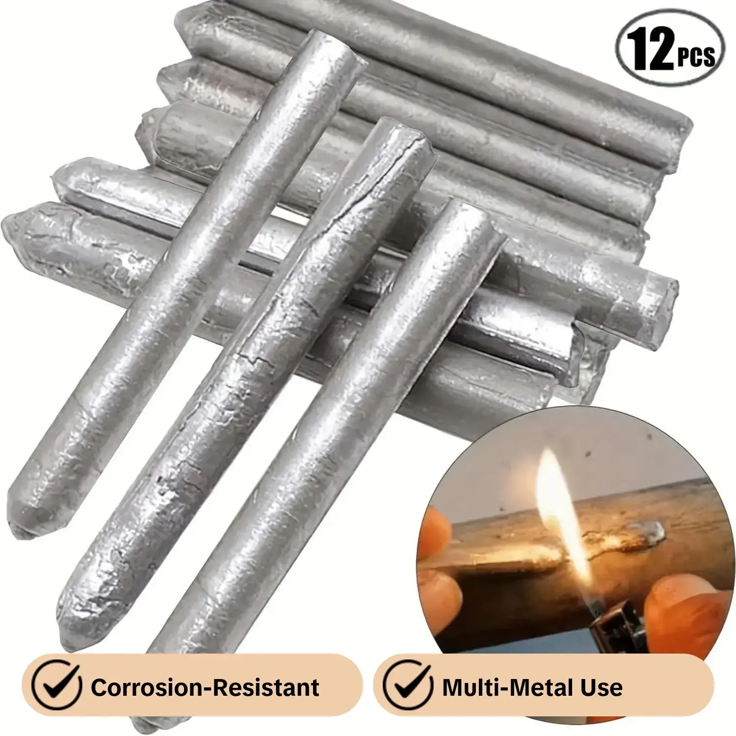12 Low Temperature Welding Rods, Fast Melting Powder Core, Heavy Duty, Suitable for Stainless Steel, Copper, Iron, Aluminum, Durable and Reliable