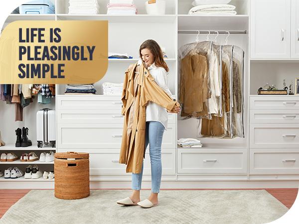 TAILI Hanging Vacuum Storage Bags Space Saver Bags, Set of 4 (2 Long, 2 Short), Clear Vacuum Sealer Bags for Clothing, Suits and Jackets, Closet Organizers and Storage Hangable