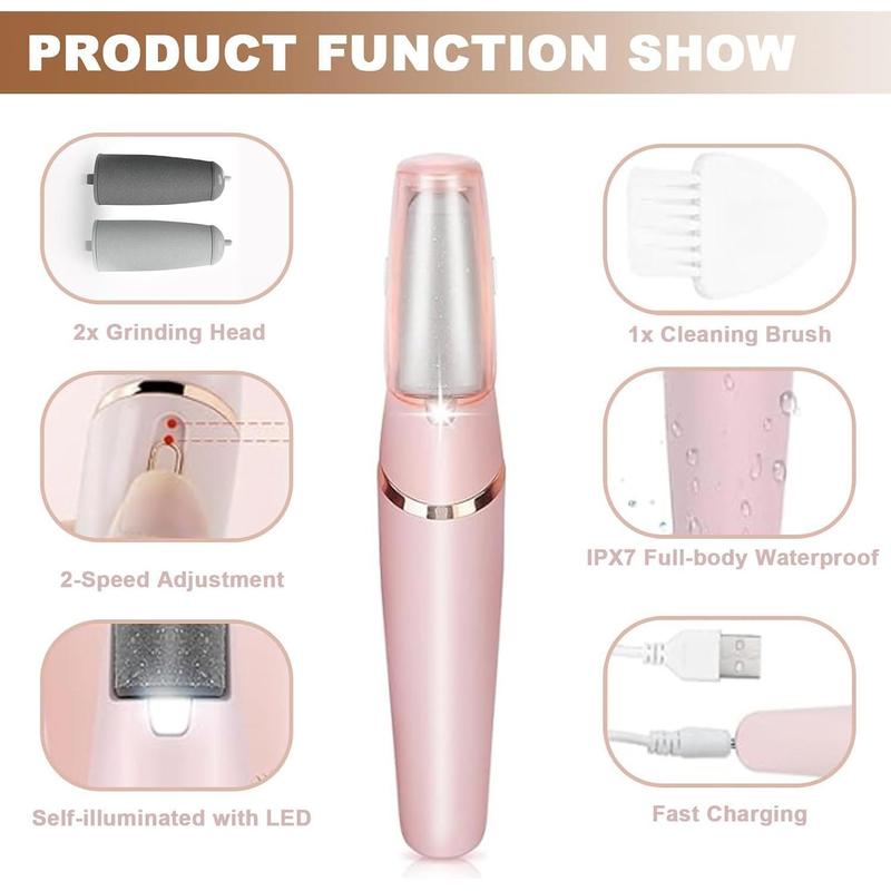 Electric Foot Callus Remover, Electric Callus Remover Professional Pedicure Tool, Rechargeable Kits for Dry, Dead, Cracked, Hard Skin, Men, Women, Dead Cracked Hard Skin Calluses Pink Exfoliating Manicure Nail