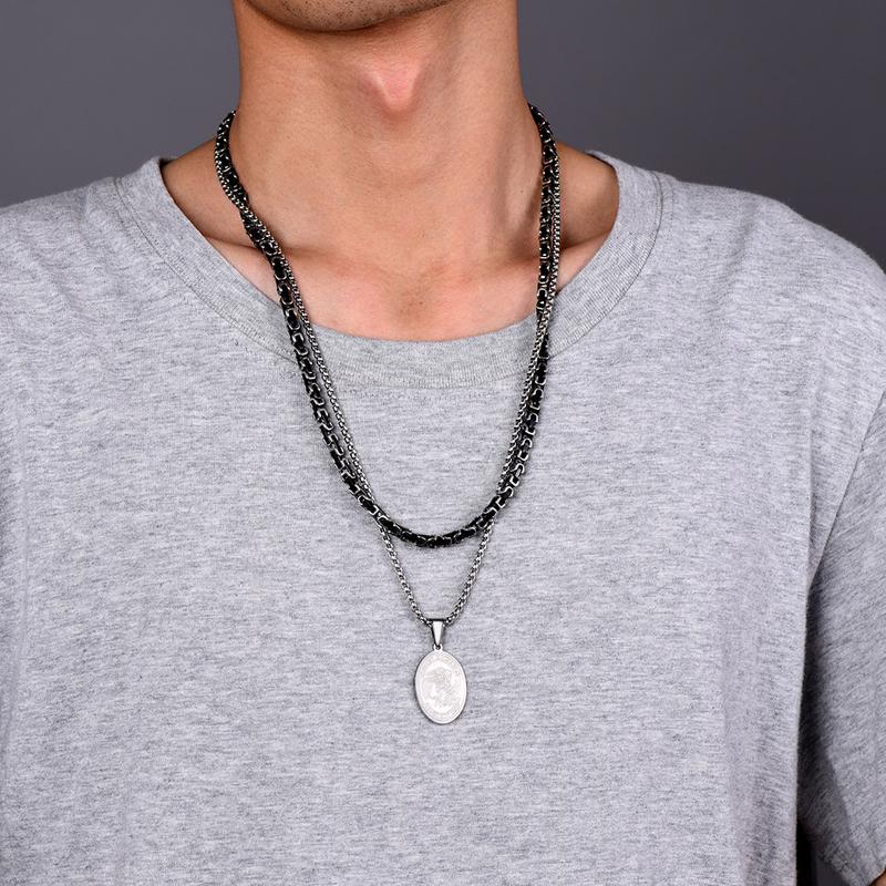 FatihHeart the Archangel Necklace Catholic Saint Pendant Necklace Stainless Steel