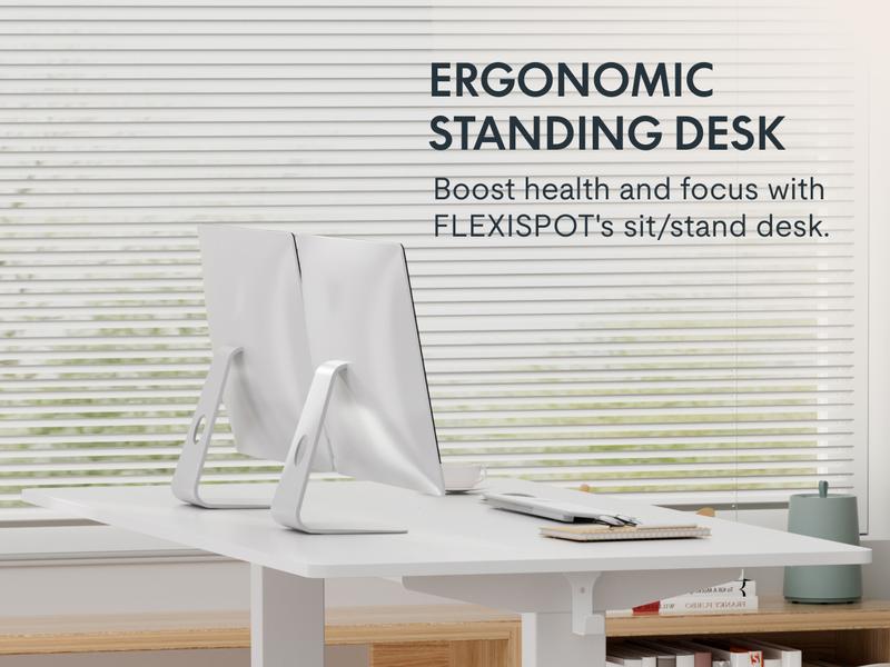 【TikTokShopBlackFriday】Adjustable Height Standing Desk，Electric Whole-Piece Desktop White Desk, 40 x 24 Inches Sit Stand Desk for Home Office