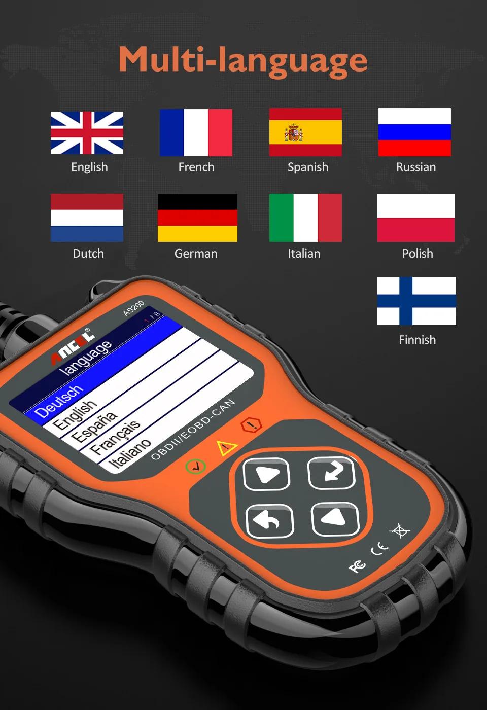 Ancel AS200 OBDII Scanner OBD Code Reader Car Diagnostic Tool Check Engine Fault