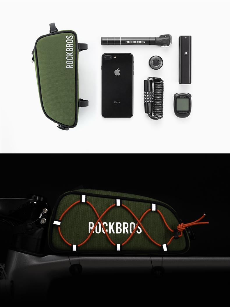 ROCKBROS Bike Top Tube Bag, Bike Frame Bag With Fitgo Lock System, Bicycle Bag, Bike Accessories for Road Bike Hybrid Touring Bikes, Quick Release