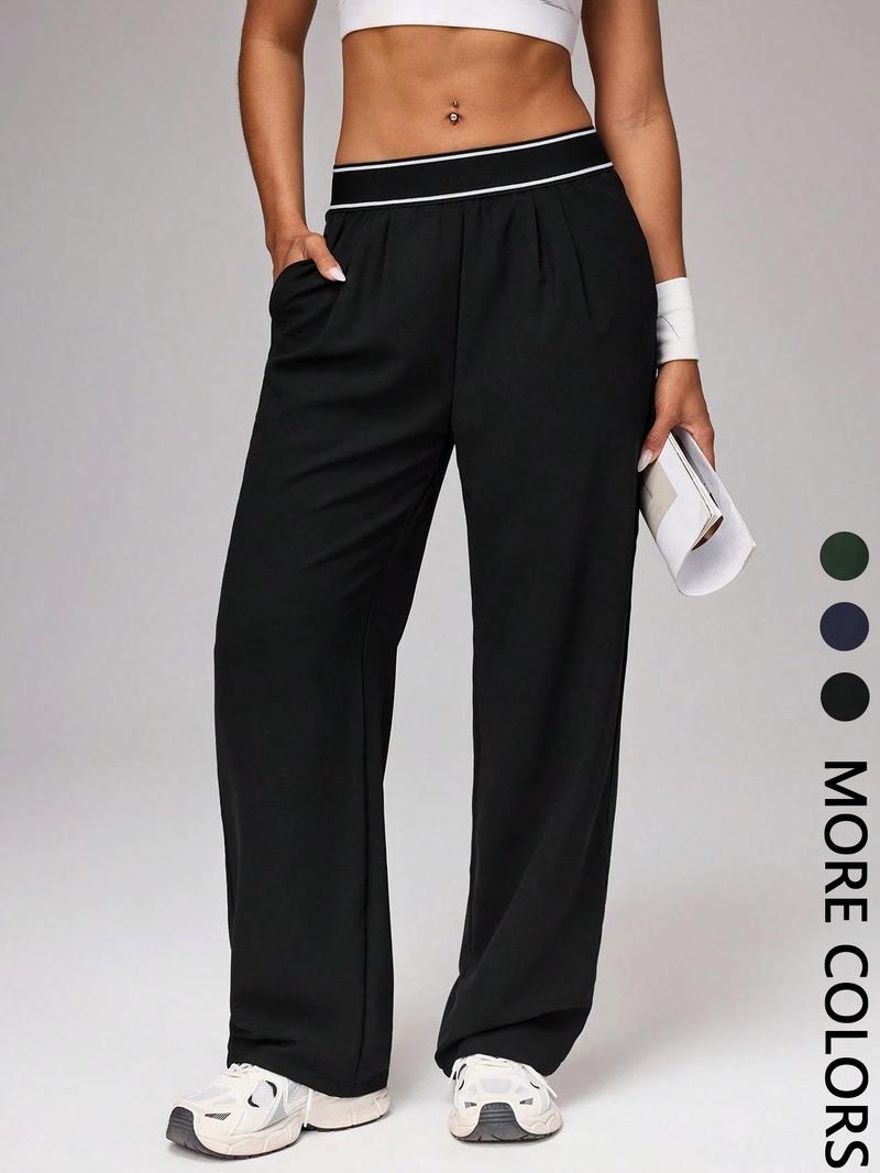 Women's Sporty Pants Long Comfortable Wide Leg Design with Pockets, Ideal for Exercise, Stylish & Practical Workout Wear, Athleisure Bottoms