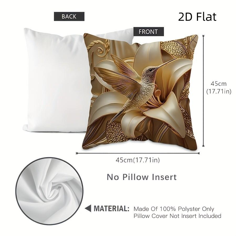 Modern Hummingbird and Lily Decorative Pillow Cover, 1 Piece, Invisible Zipper, Easy to Clean, for Bedroom, Living Room, Sofa, Car, Home Decoration