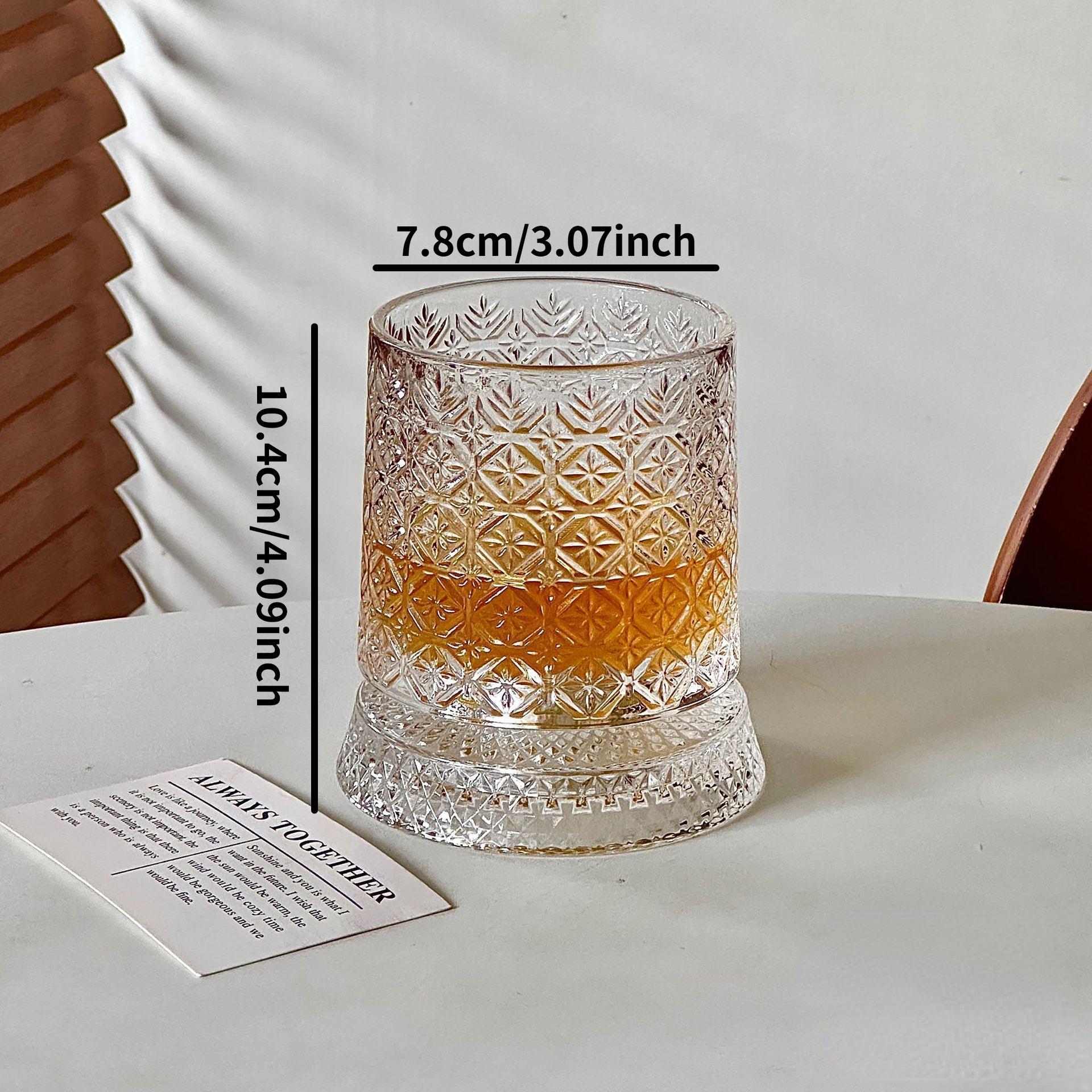 360° Rotating Whiskey Glass, Carved Crystal Wine Cup, Stress Relief Drinkware, Ideal Gift for Friends and Family