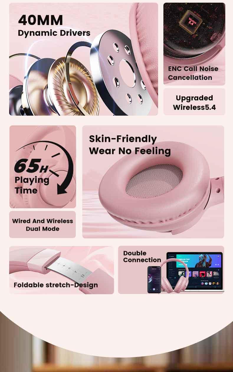 【Limited-time flash sale】Folding White Over-Ear Headphones with Microphone Lightweight Portable Stereo Bass Headset for Electronic PC & Mobile Phones Use Ideal  Audio Earbud  #TikTokShopHolidayHaul
