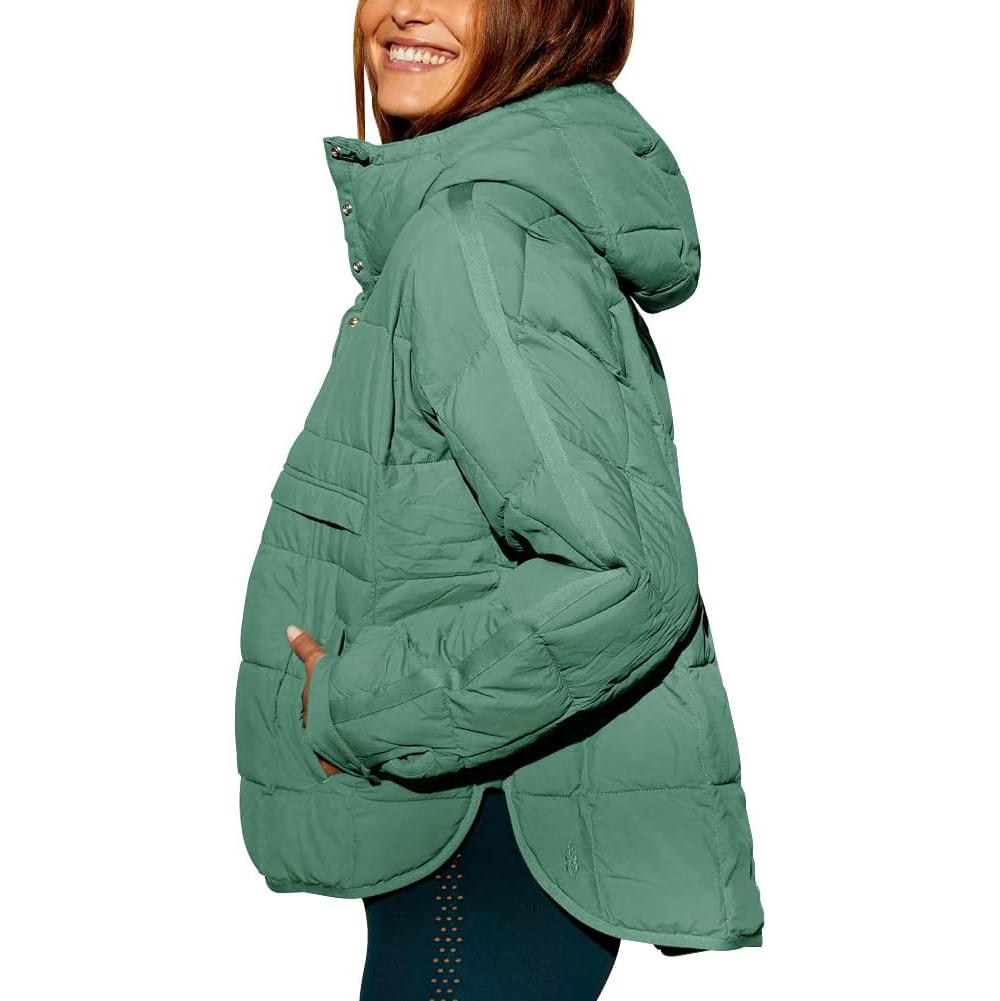 UTCOCO Women’s Quilted Packable Puffer Jacket with Hood – Oversized Winter Coat for Outdoor, Black & Fitted