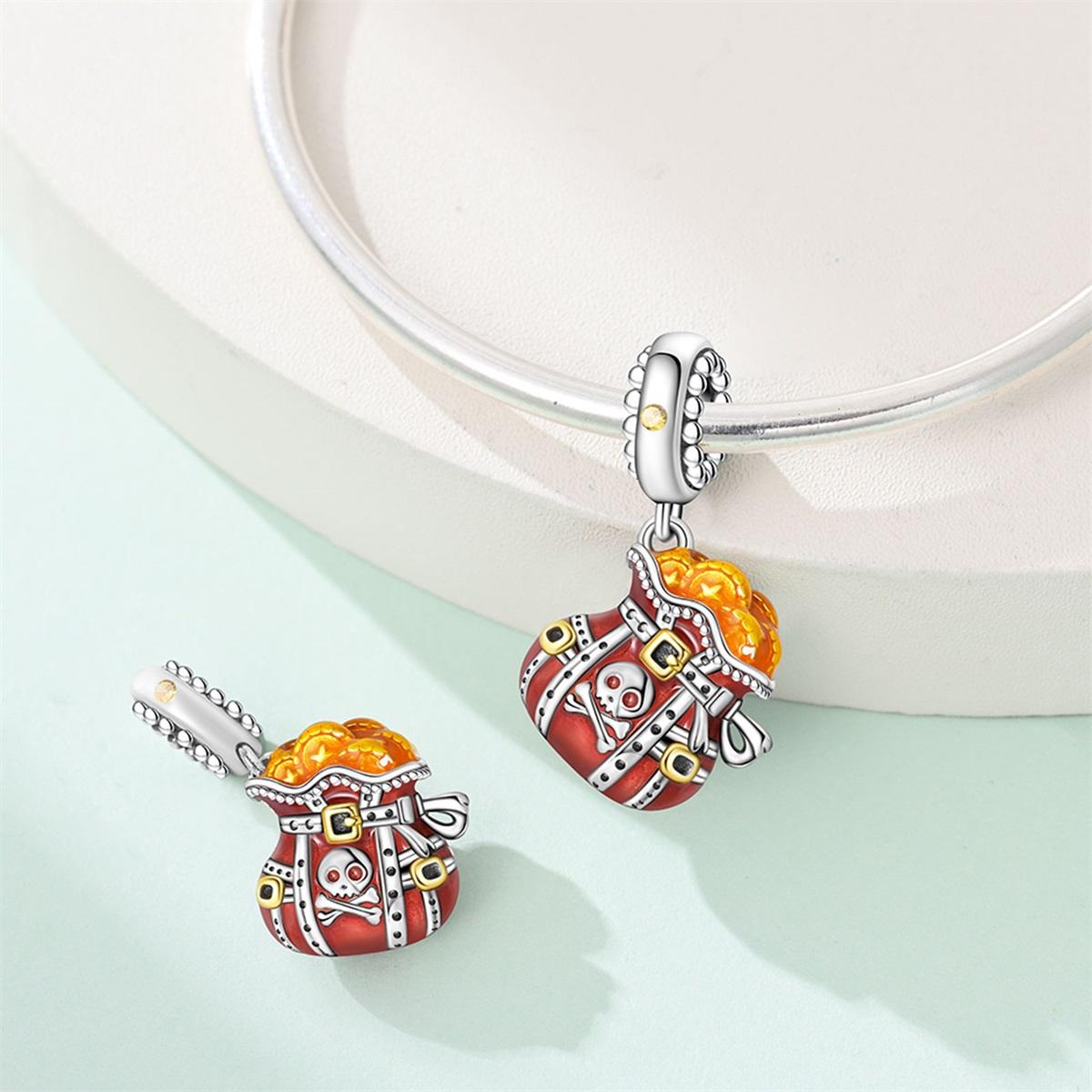 Pirate & Treasure Chest Charm, Single Piece Skull & Crossbone Design, Adventure Jewelry for Pandora Bracelet, Unique Accessory Gift Idea