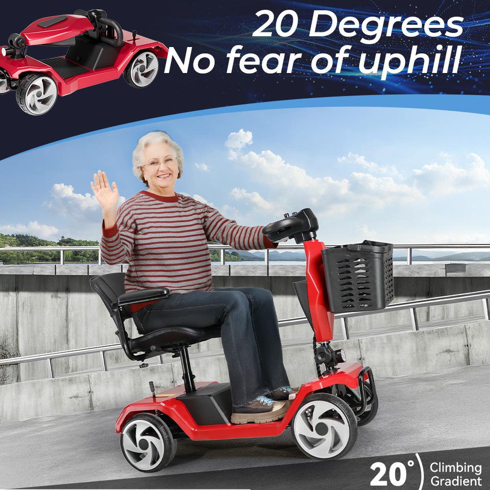 HOMYKING Adult Foldable Four Wheel Electric Scooter with Detachable Basket & Charger Maximum 270 lbs Capacity Compact Design for Easy Storage Christmas Gifts Black Friday Specials