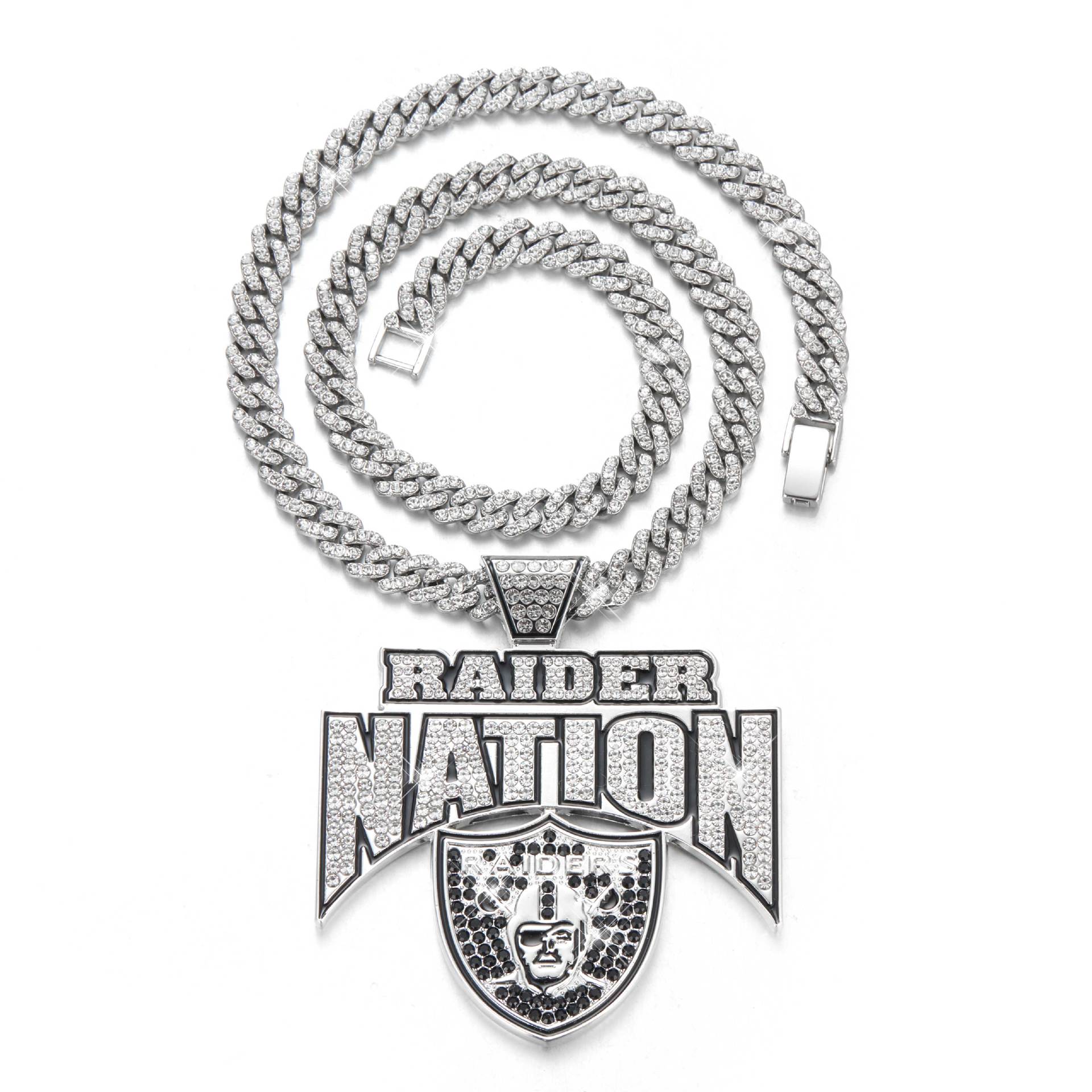 Soccer Team Pendant Necklace, Hip-Hop Style, Full Diamonds, Cuban Chain, Boho Jewelry, All Seasons, Alloy Material