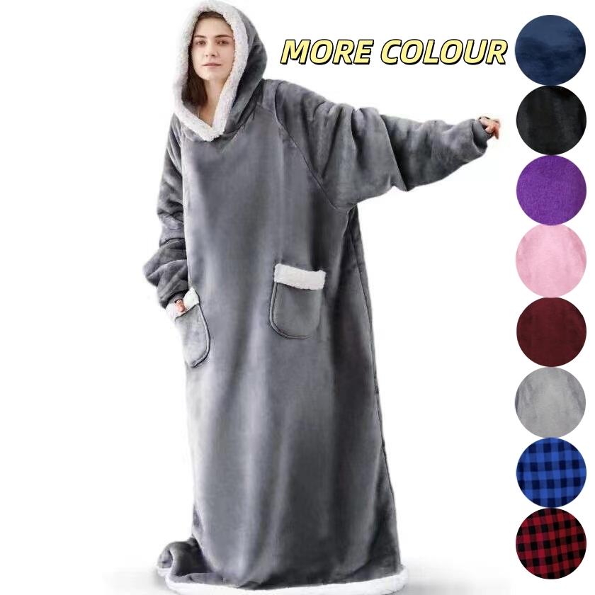 Large Christmas Gift Flannel Blanket Hoodie, Soft Warm Comfortable One-Piece Design, Ideal for Adults and Teens, Winter Home Wear, Cozy Hooded Blanket
