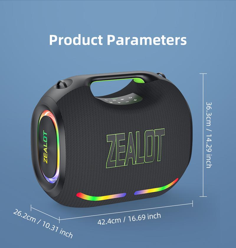 250【ZEALOT】Portable wireless speaker high ,fidelity sound and audio, desktop Bluetooth speaker surround sound, TWS pairing, 48000 long battery life, supports USB/TF card/AUX/BT smartphones. Ideal choice for family/car/party/camping/gift giving