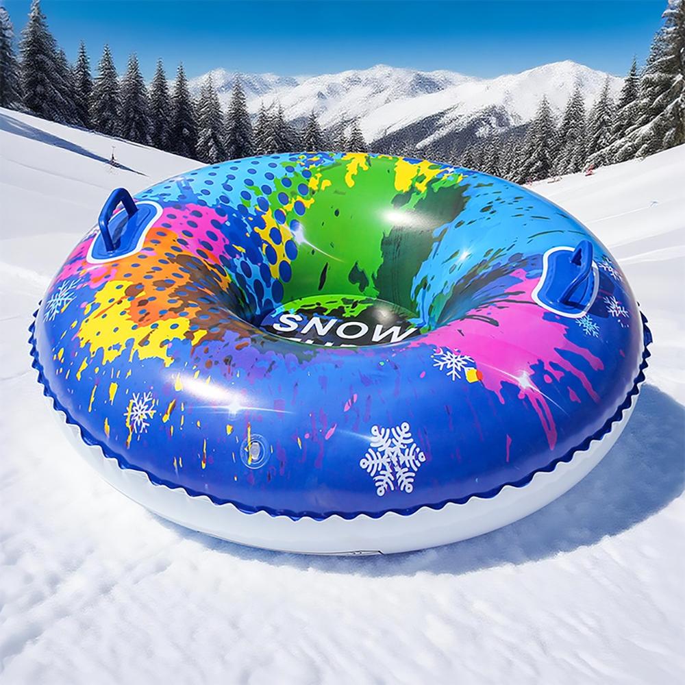 Snow Tube Set for Kids and Adults, Durable Inflatable Snow Sled with Hard Bottom and Handle, Perfect Winter Family Toy Gift
