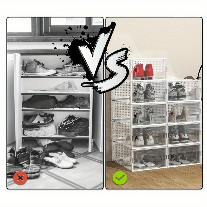 24-Piece Transparent Stackable Shoe Storage Box Set, Shoes Organizer Cabinet, Shoe Rack Holder, Doorway Assembly Shoe Cabinet, Transparent Shoe Boxes, Durable Construction, Stackable Design