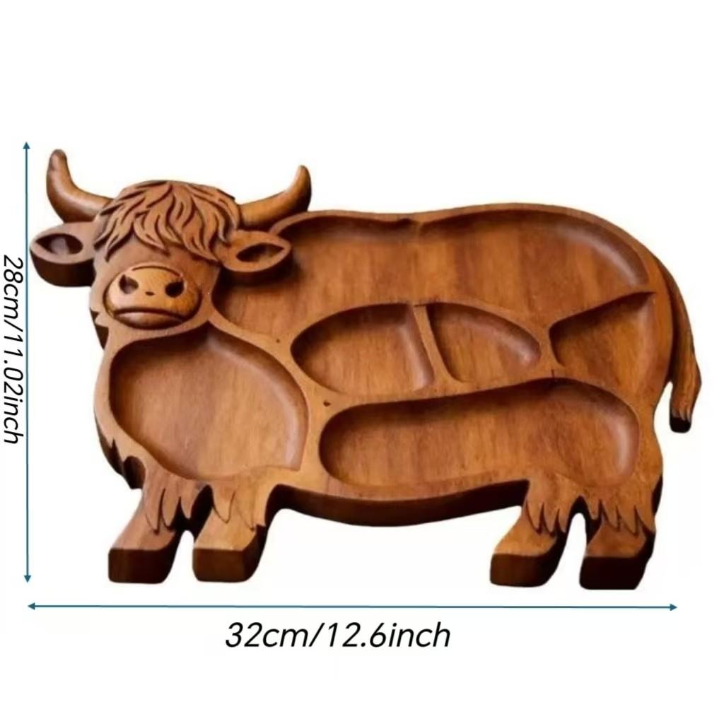Animal Shape Highland Cow Form Wooden Charcuterie Board - Kitchenware Serving Plate, Ideal for Parties, Perfect Gift for Birthdays